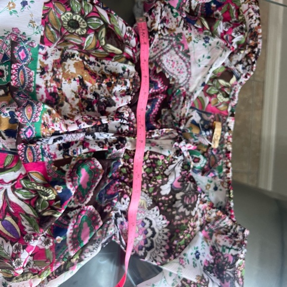 Elan Pink and Purple Long Sleeve V-Neck Sundress - Picture 2 of 4